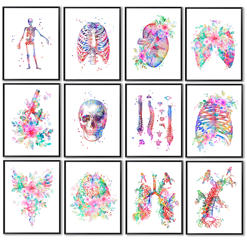 Medical Lab Posters - 해부학 의료 포스터 꽃 기관 벽