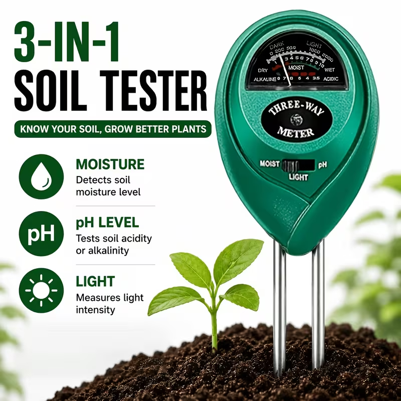 Ph Meter - 3-in-1 토양 측정기 (수분, pH, 조도