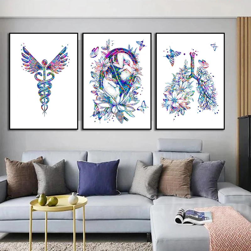 해부학 의료 포스터 꽃 오르간 벽 아트 캔버스 그림,  - Medical Lab Posters 리뷰 및 가격
