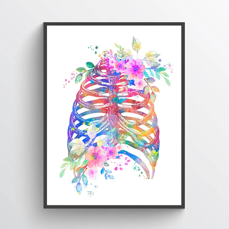 Unframe 해부학 의료 포스터 꽃 장기 벽 예술 캔 - Medical Lab Posters 리뷰 및 가격